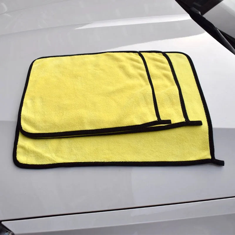 Double-sided coral fleece car wash towel in 30x30cm, 30x40cm, and 30x60cm sizes, polyester nylon microfibre