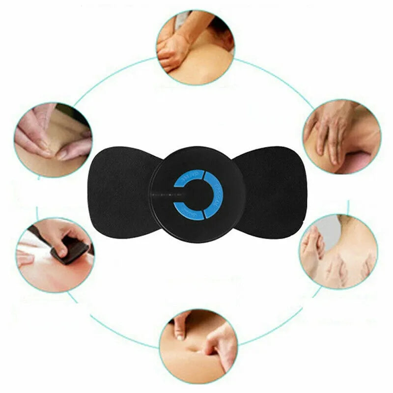 Black portable electric shoulder and neck massager with massage patch, 15cm length