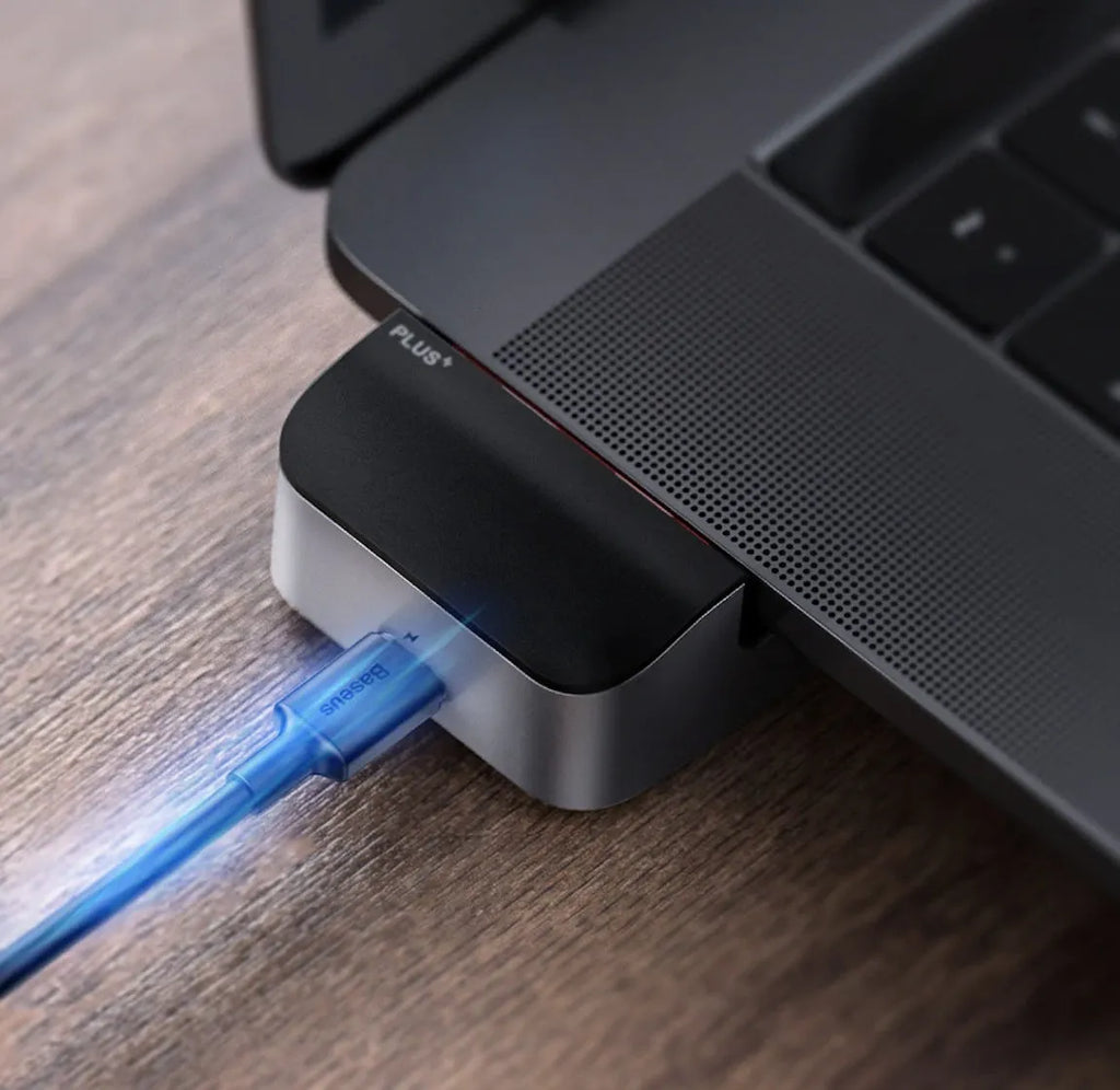 Aluminium alloy space grey bracket-type multifunctional HUB hub with USB3.0, HDMI, RJ45, Type-C ports