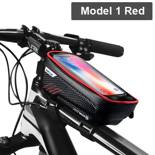 Bicycle bag upper tube front package 1L capacity black colour on bike frame