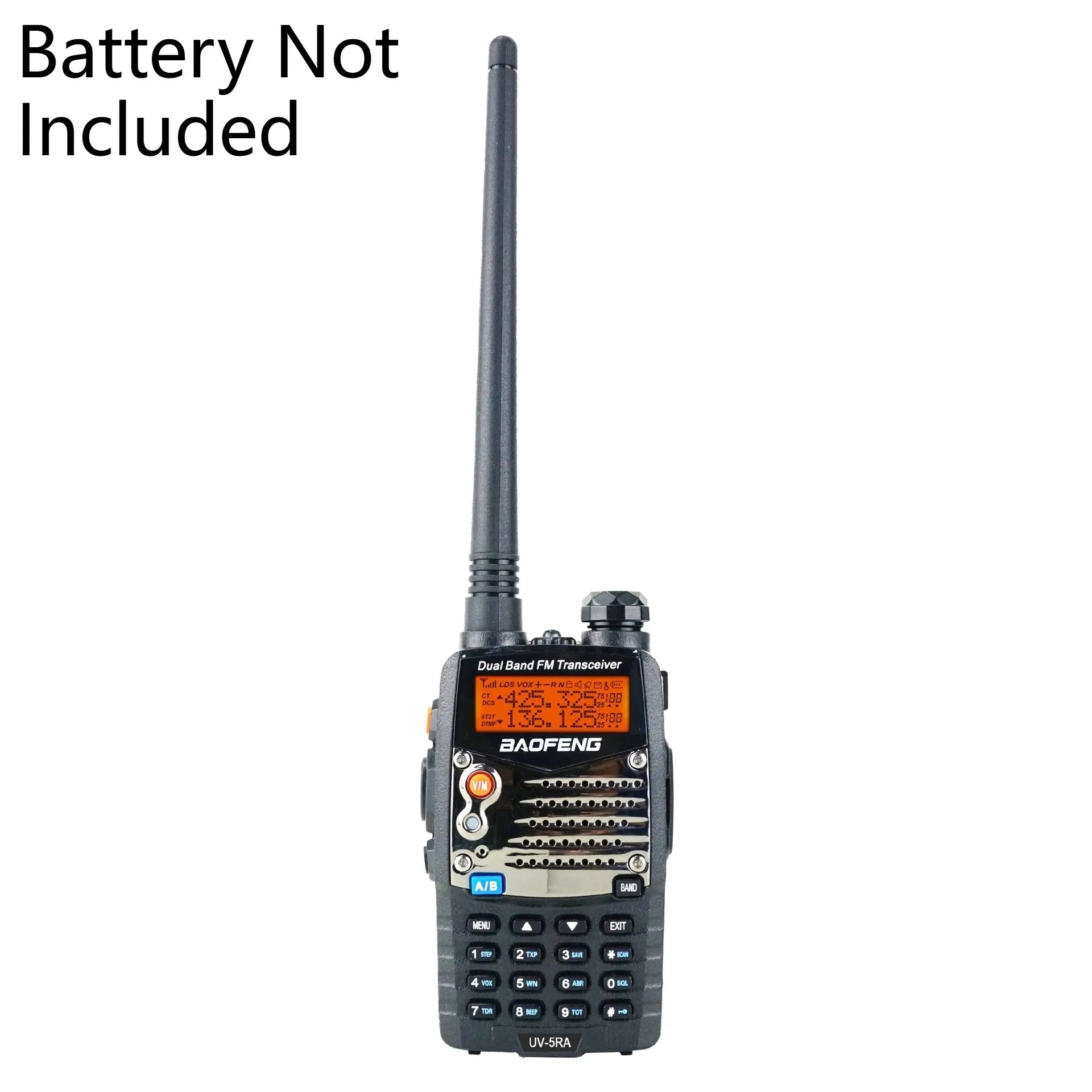 Baofeng UV-5RA dual-band handheld transceiver with dual display and 1800mAh battery