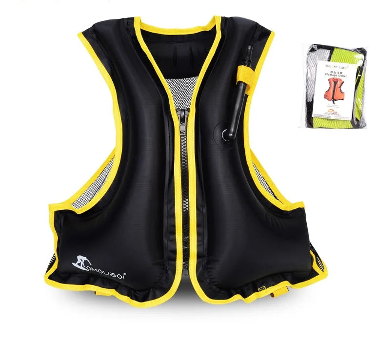 Adult life vest in bright orange with webbing strap, zipper, and breathable mesh back