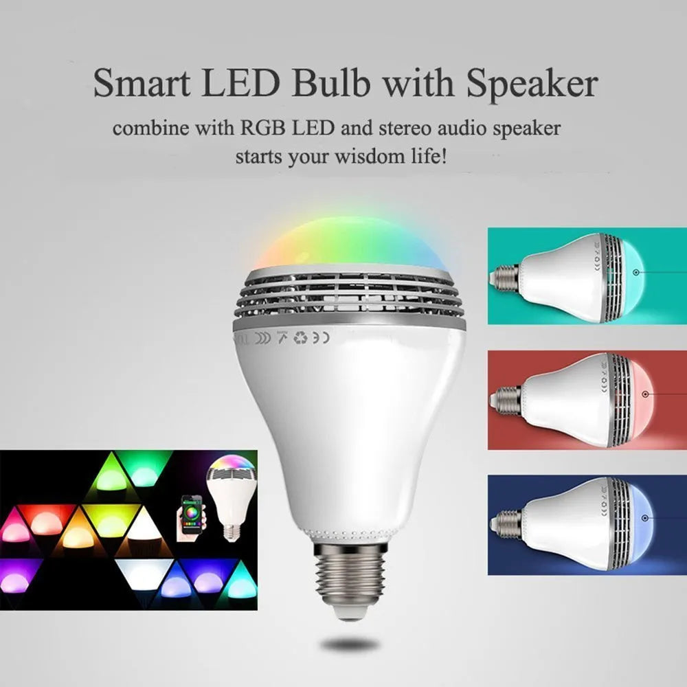 Creative Home LED Smart Bluetooth Speaker E27 light bulb with white PC body