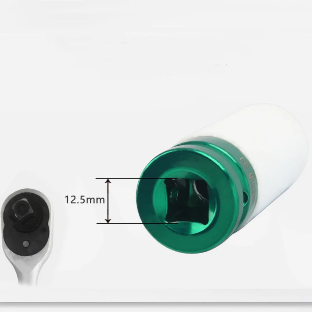 A single 45# steel hexagon impact socket for pneumatic wrenches, shown in one of four available sizes.