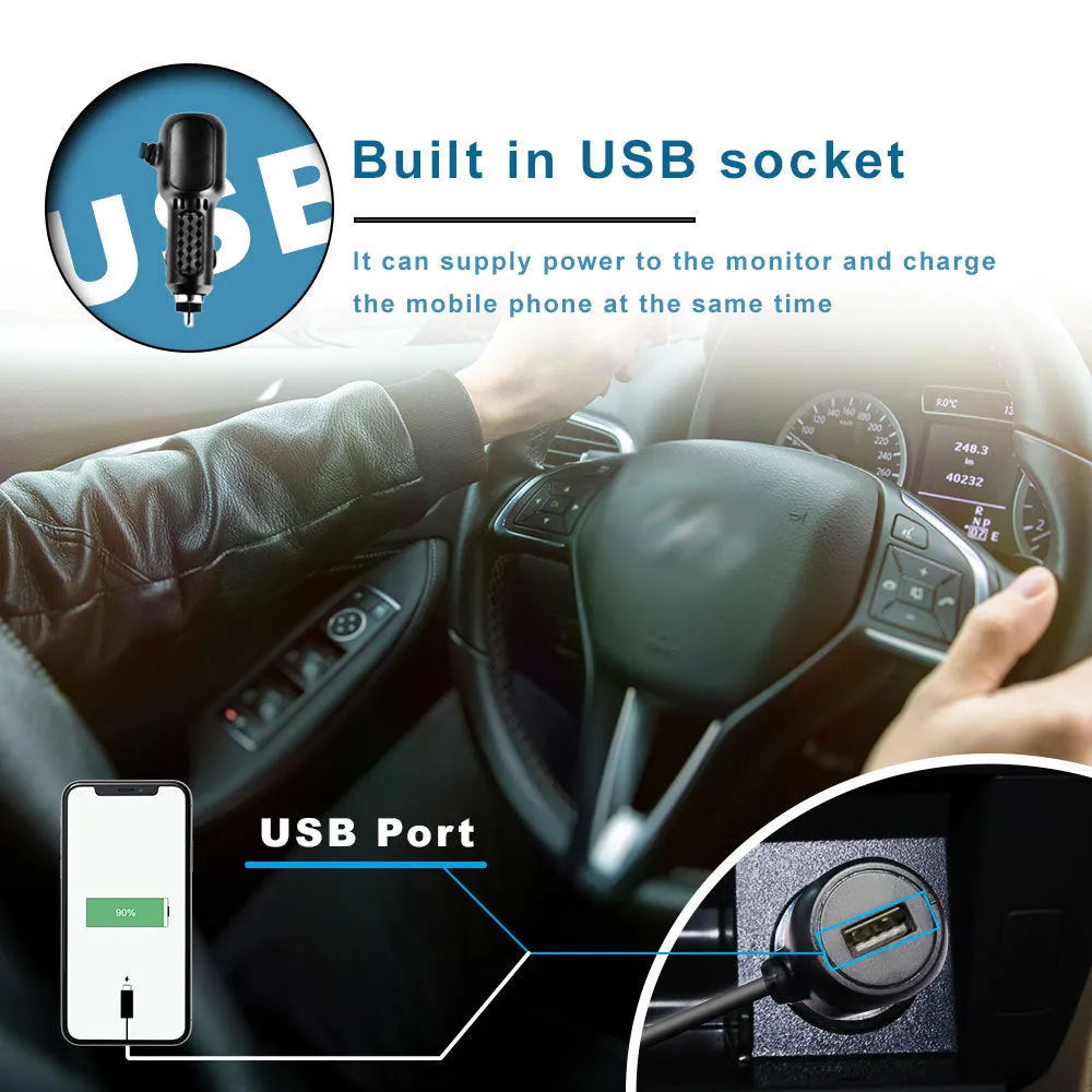 Black 4.3-inch folding screen car baby monitor with 6-metre camera cable