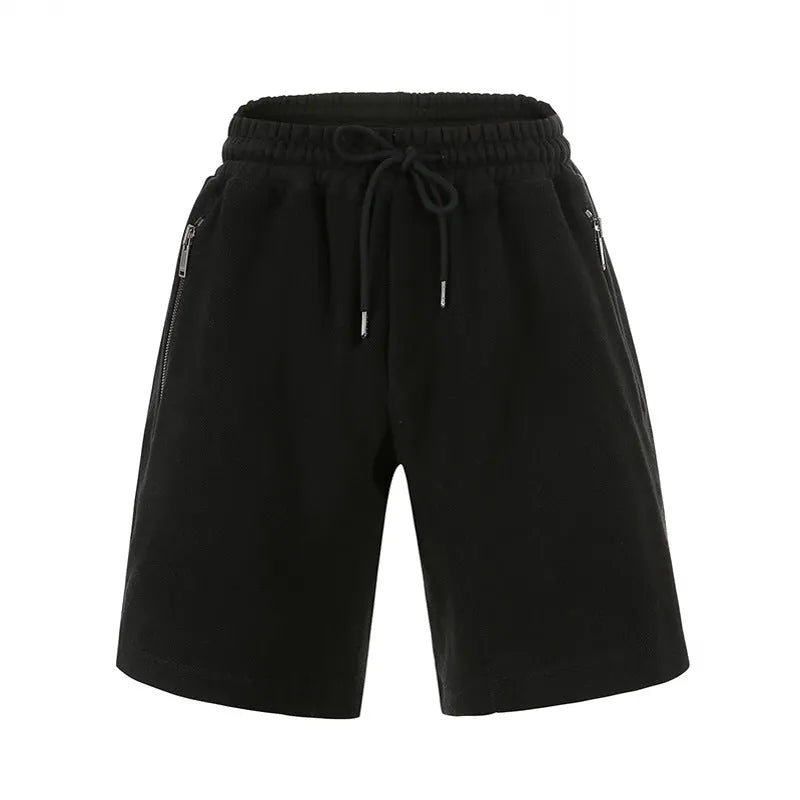 Men's loose running shorts in cotton blend, black colour, size M, for sports and fitness