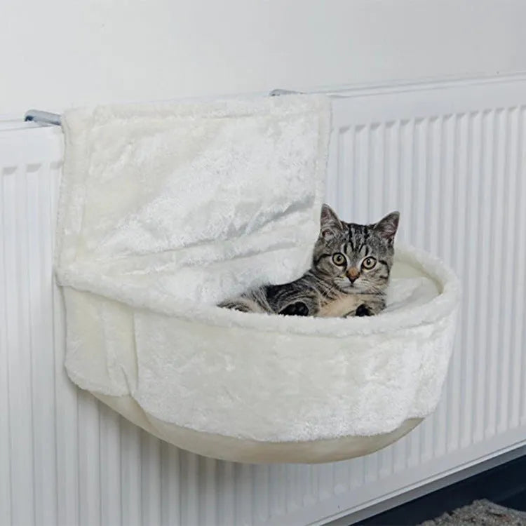 Iron frame cat hammock bed with fleece cloth in cage setting