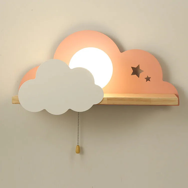 Cloud shaped decorative wall lamp with glass shade measuring 450mm wide