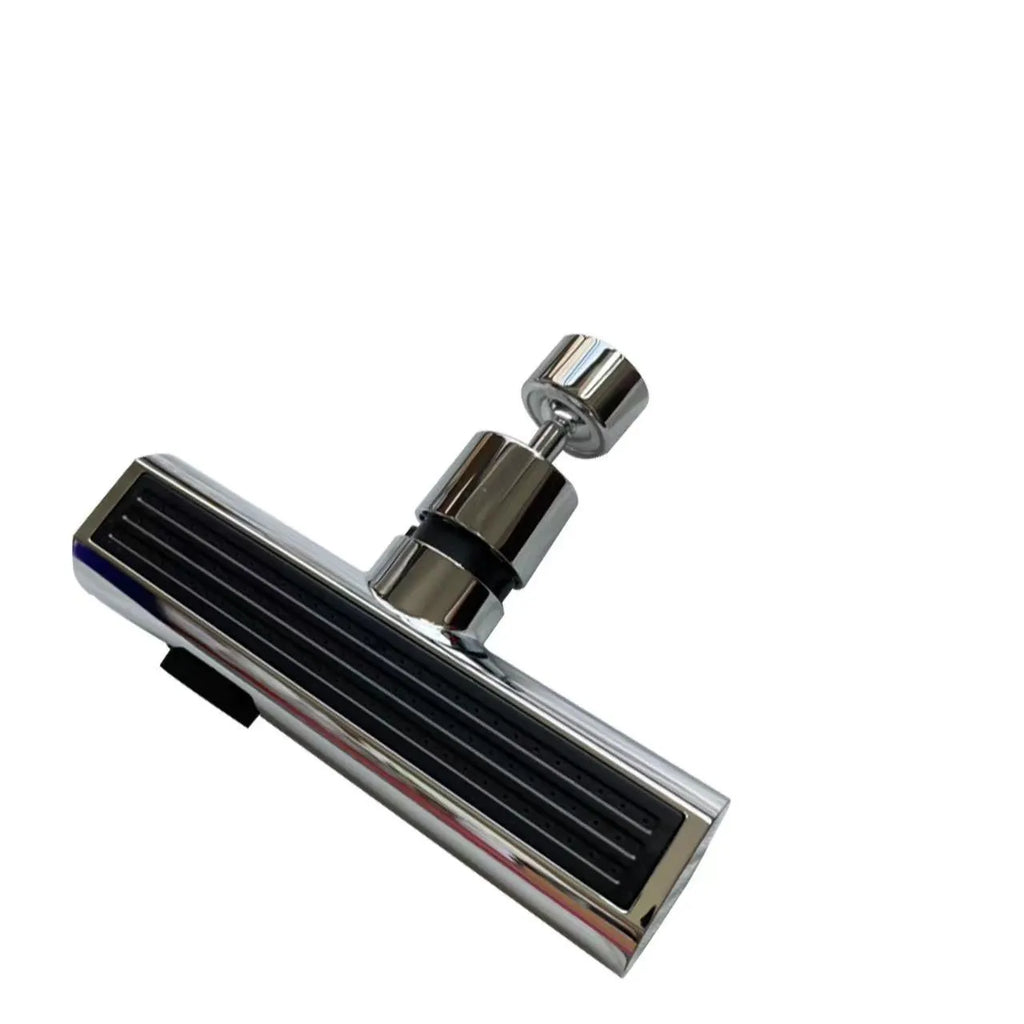 Kitchen faucet waterfall outlet connector with rotating bubbler and electroplated finish