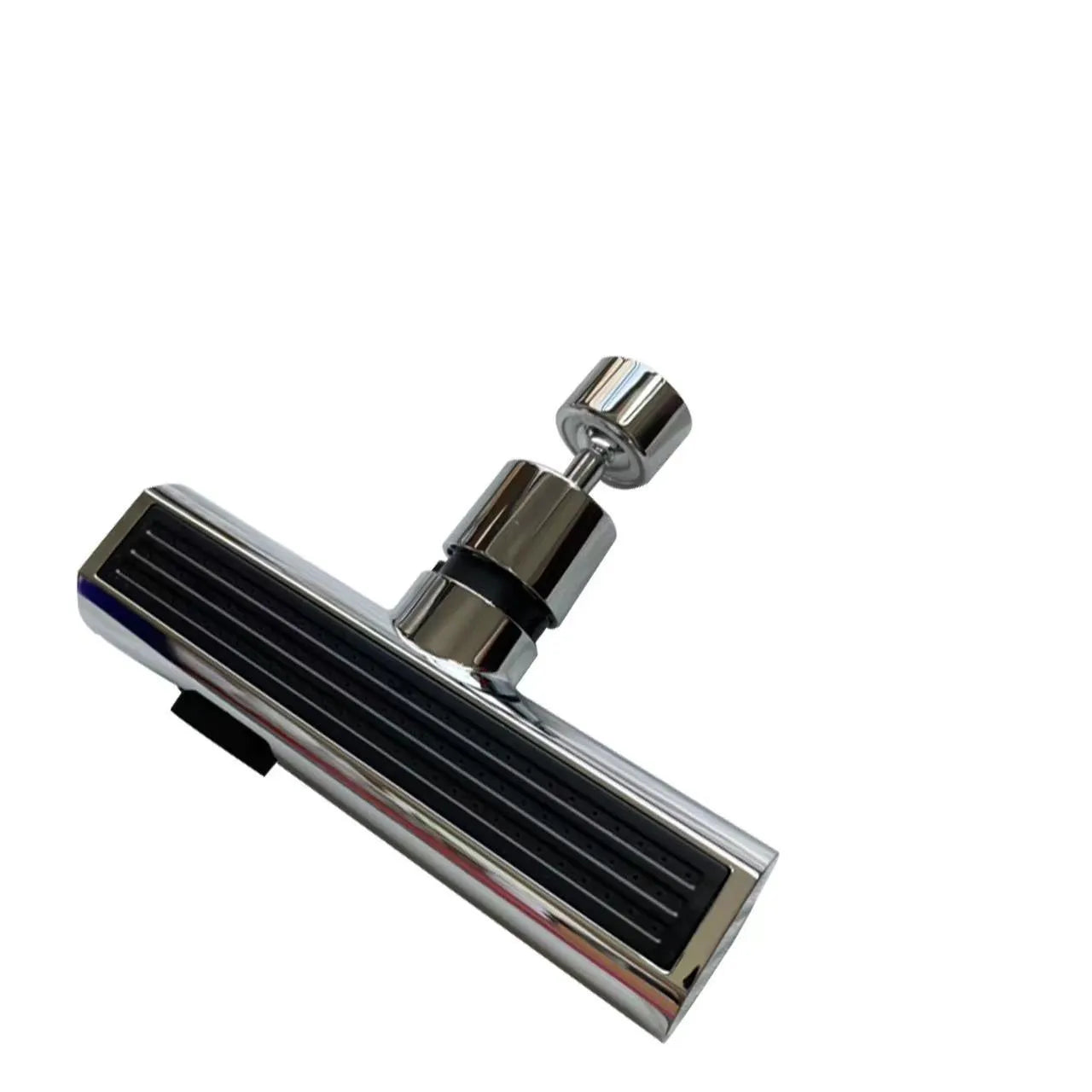 Kitchen faucet waterfall outlet connector with rotating bubbler and electroplated finish