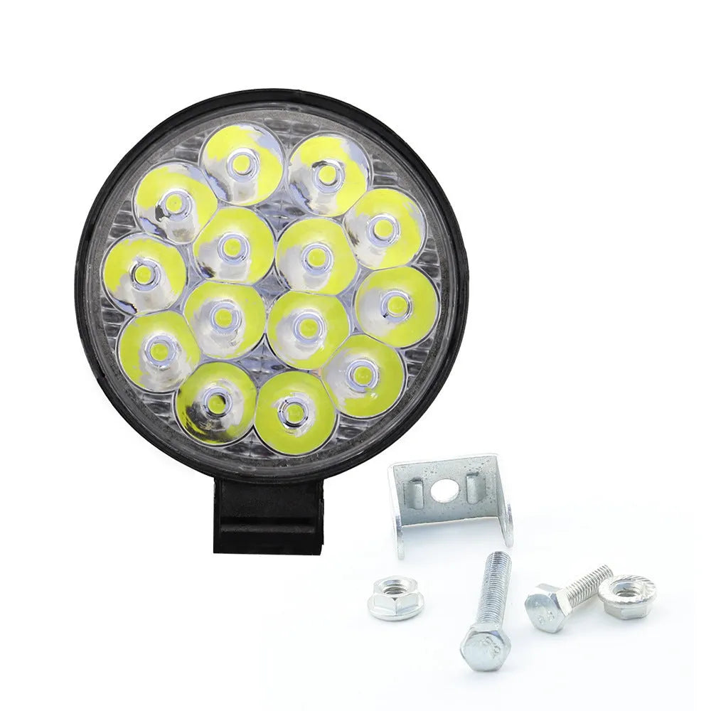 White aluminium LED work lights with round design for automotive and vehicle lighting applications