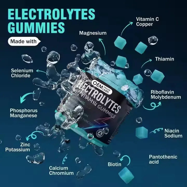 Electrolyte soft candy for adults, 120 tablets, chewable jelly format, cool dry storage