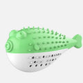 Mint Toys blue silicone fish-shaped cat chew toy with integrated toothbrush on a white background.