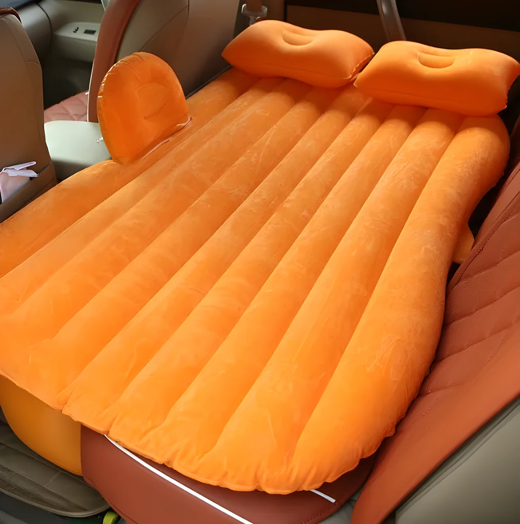 Ultra-thickened flocking cloth car inflatable bed with two pillows and storage bag