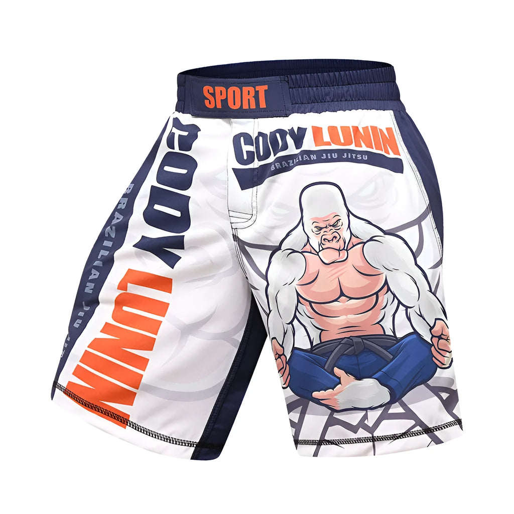 Blue polyester fighting pants sport with Lycra lining for men's athletic training