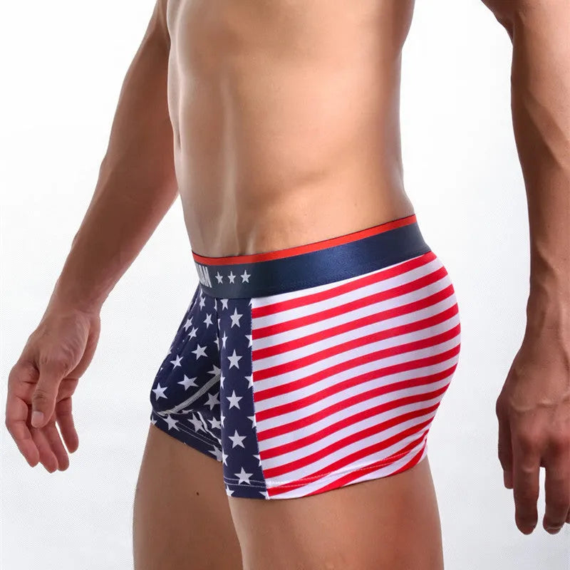American flag printed ribbed boxers for men in red colour