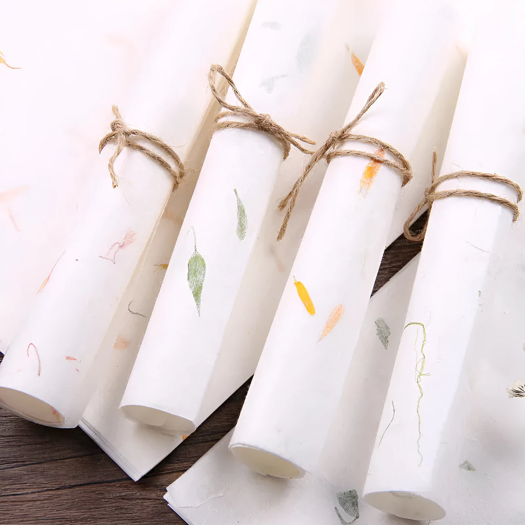 Chinese ancient style painting paper stationery set with 10 sheets in green leaf design