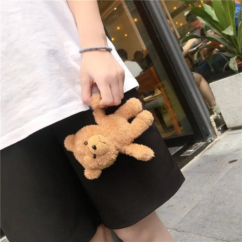 Brown plush cartoon animal silicone case for Apple AirPods and AirPods Pro charging case