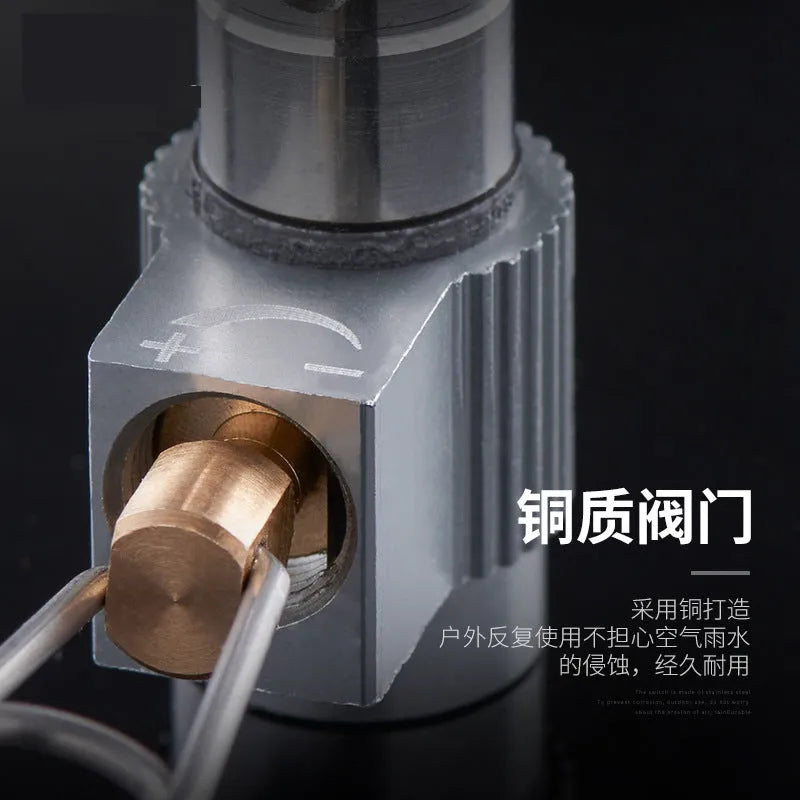Portable folding mini camping stove made of stainless steel, copper, and aluminium with carry pouch