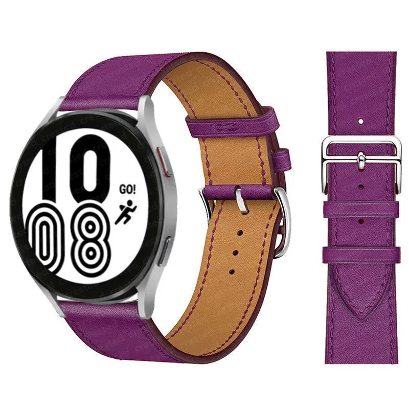 Microfiber single ring leather watch strap in brown with straight buckle, 20mm width