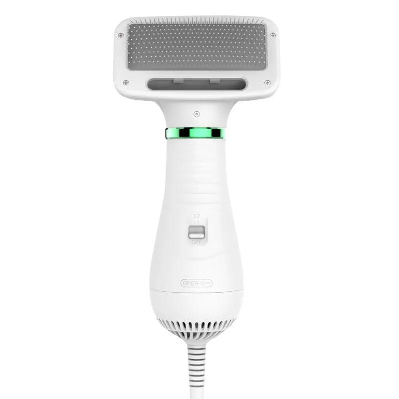 Pet Hair Comb All-in-one Hair Dryer PD-9800 in green, with two heat settings and ABS construction