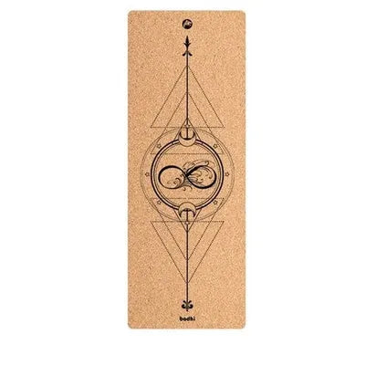 Tasteless natural cork yoga mat 183x65cm with Asana guide line and TPE base
