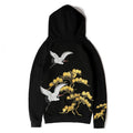 Fairy embroidered men's black cotton hooded sweatshirt loose fit Chinese style