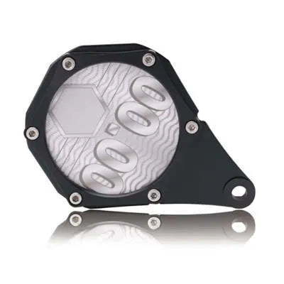 Black carbon fibre pattern metal motorcycle tax seal with anti-theft screw