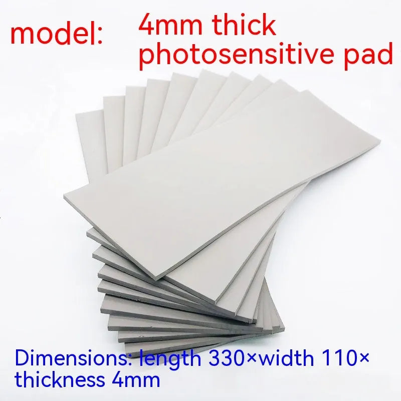 Black and grey plastic photosensitive seal pad sheet for calligraphy and pottery stamp making.