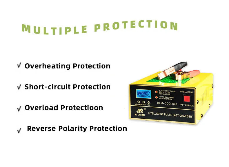 BT 168 12V/24V automotive battery charger for lead-acid vehicle batteries with American plug