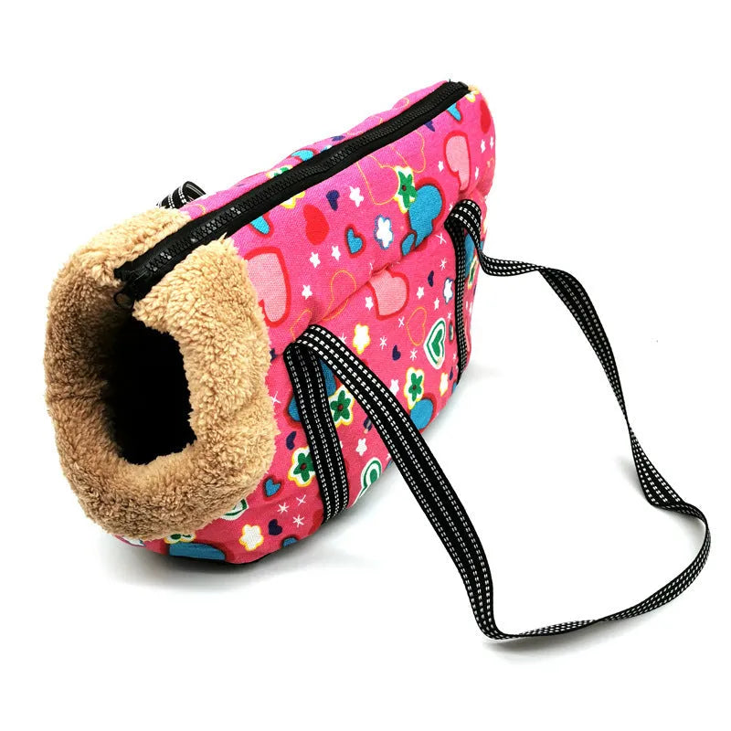 Multi purpose warm pet carrier in canvas and cotton, Camouflage style, size S, with handles and enclosed design