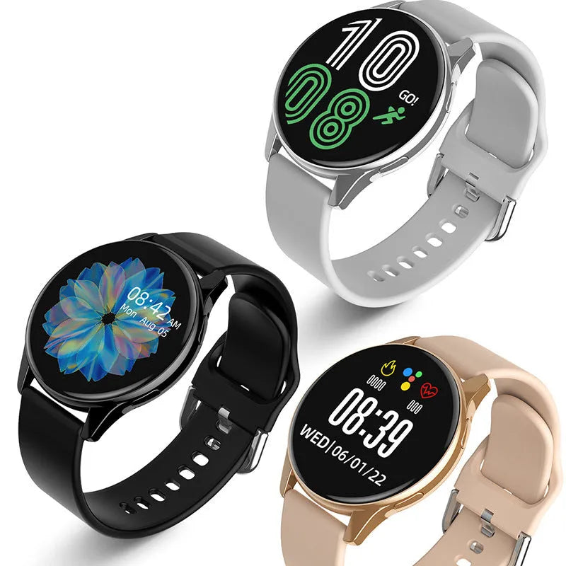 Round TFT touch screen smart watch with Bluetooth calling and heart rate monitoring in black mesh belt