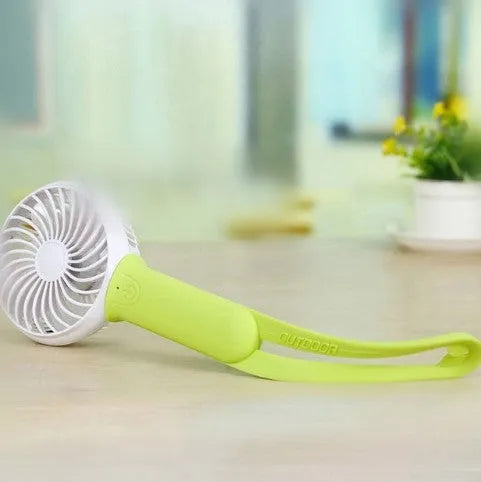 200mm portable USB rechargeable hand fan with LED light in blue colour