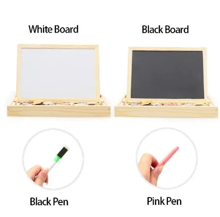 Wooden magnetic puzzle drawing board with animal and circus theme pieces for children