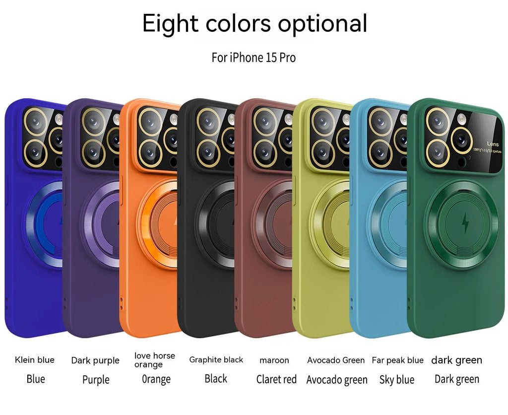 Large window magnetic bracket rotatable ring TPU phone case for iPhone 15 14 13 12 series in graphite black