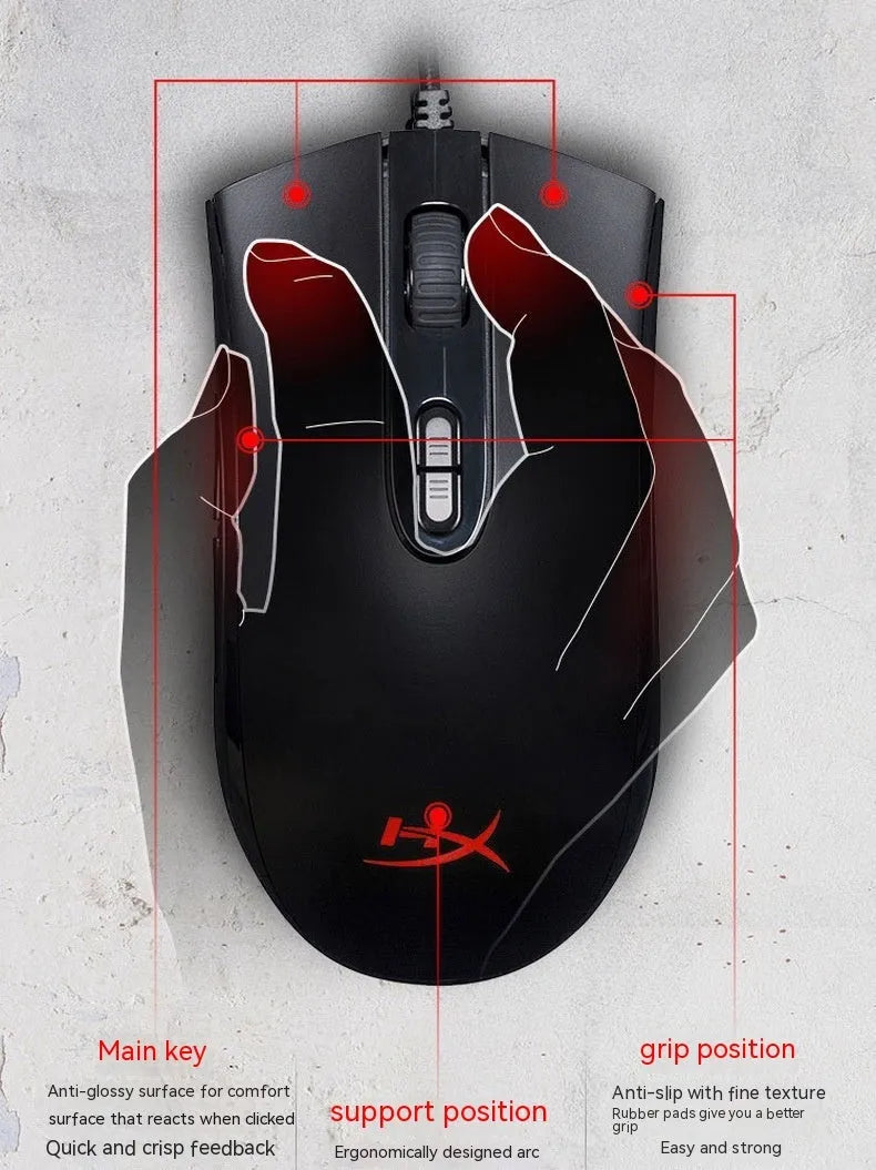 Extremely Unknown Pulse RGB wired gaming mouse in black or pink with USB cable