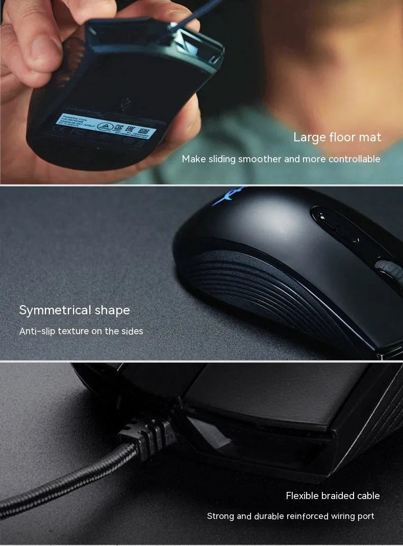Extremely Unknown Pulse RGB wired gaming mouse in black or pink with USB cable
