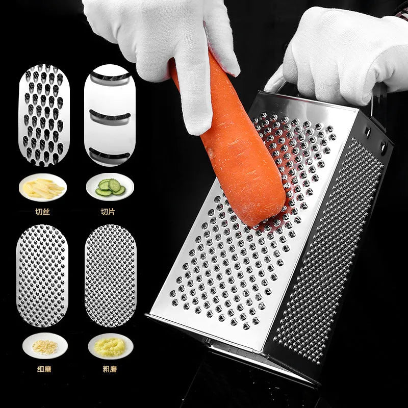 Multifunctional stainless steel vertical grater with cylindrical or flat handle in modern simplicity style