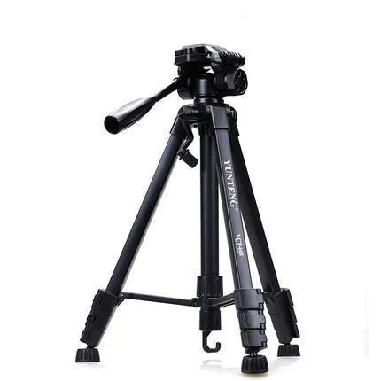 Yunteng 668 black magnesium alloy tripod with 3D damping pan tilt, 150cm height, and tripod bag