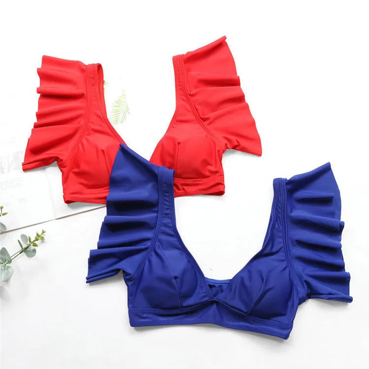 Women's two-piece swimsuit in polyester, blue colour option, lightweight design