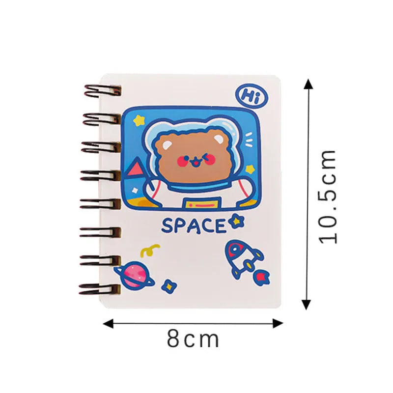 Astronaut series pocket flipper notebook in 10.5x8cm size with space-themed cover designs.