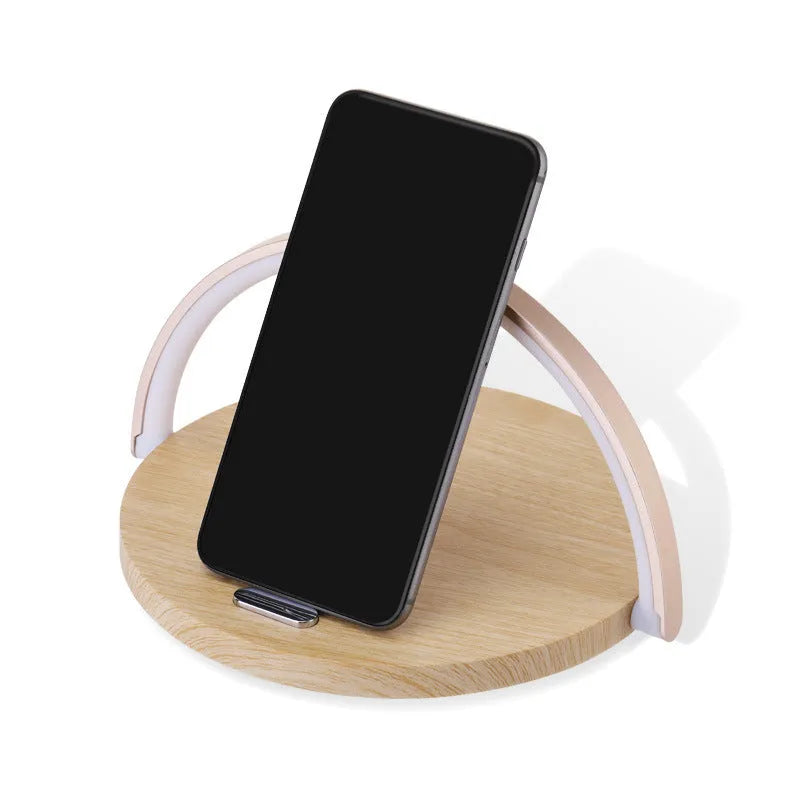 10W wireless charger block holder with foldable phone stand and LED lamp in Dark Green colour