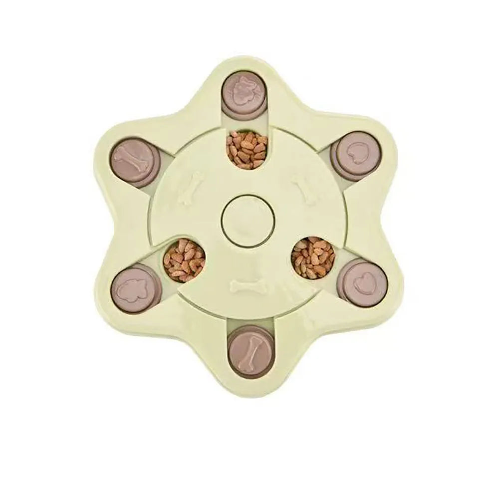 Colourful dog puzzle slow feeder toy with non-slip base and screw reinforcement for small and medium pets