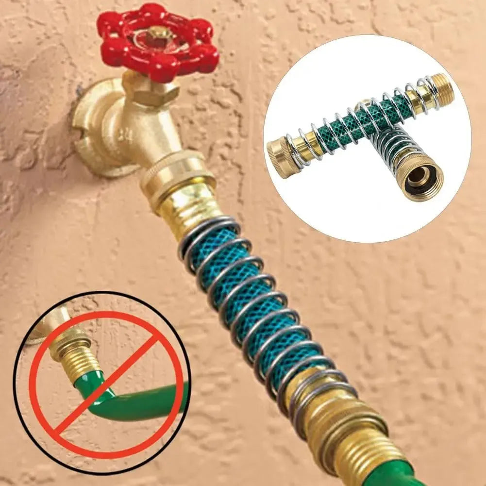 15cm brass garden hose sprinkler connector with spiral spring anti-kink mechanism