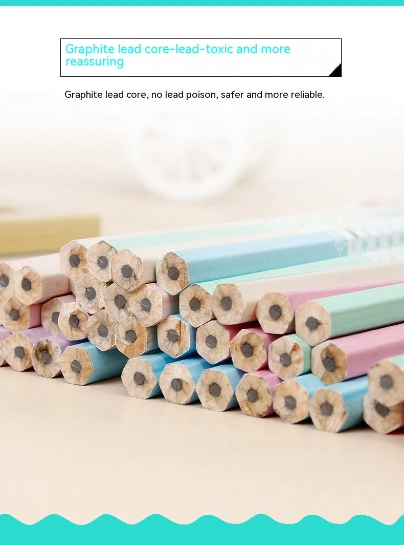 Basswood barrel containing 50 hexagonal HB pencils for writing and drawing.