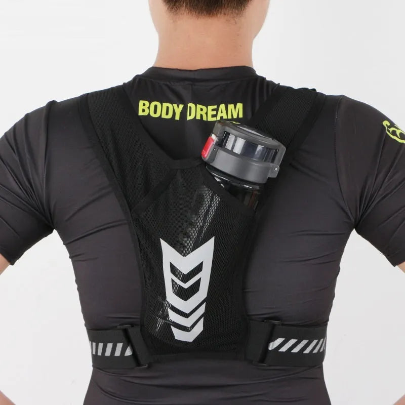 Breathable polyester chest bag in black with adjustable strap for waist carry