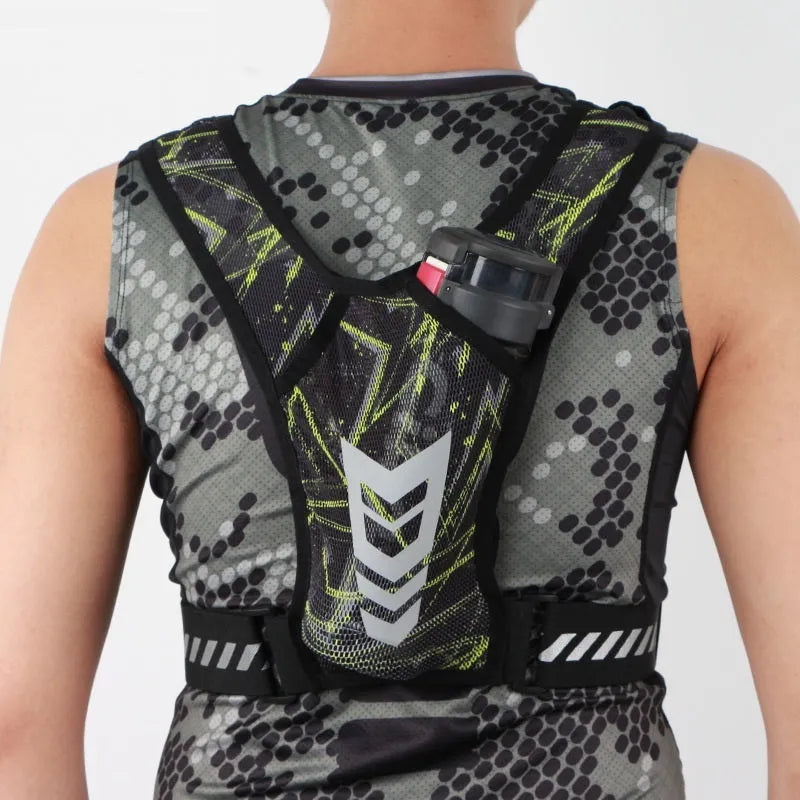 Breathable polyester chest bag in black with adjustable strap for waist carry