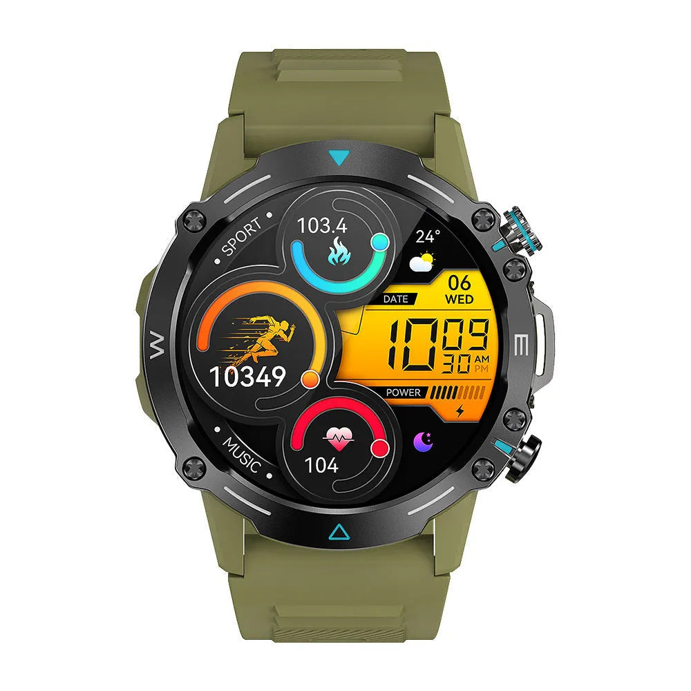 M42 smart watch with AMOLED touch screen showing fitness metrics on wrist