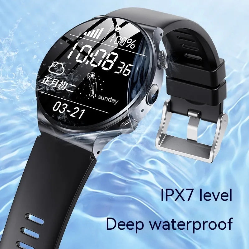 Black or white smart watch with 1.28 inch screen and USB charging cable.