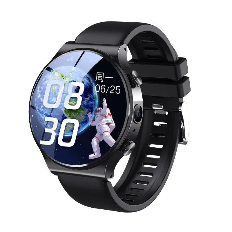 Black or white smart watch with 1.28 inch screen and USB charging cable.